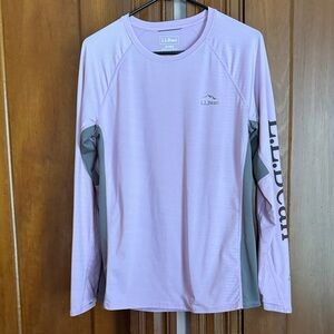 L.L. Bean Light Pink and Gray Long Sleeve Tee